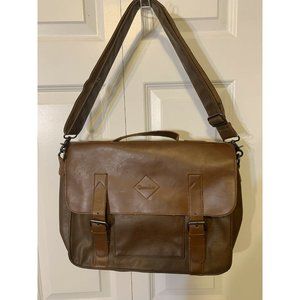 Ozebella Brown Flap Buckle Closure Leather‎ Bag Backpack Messenger